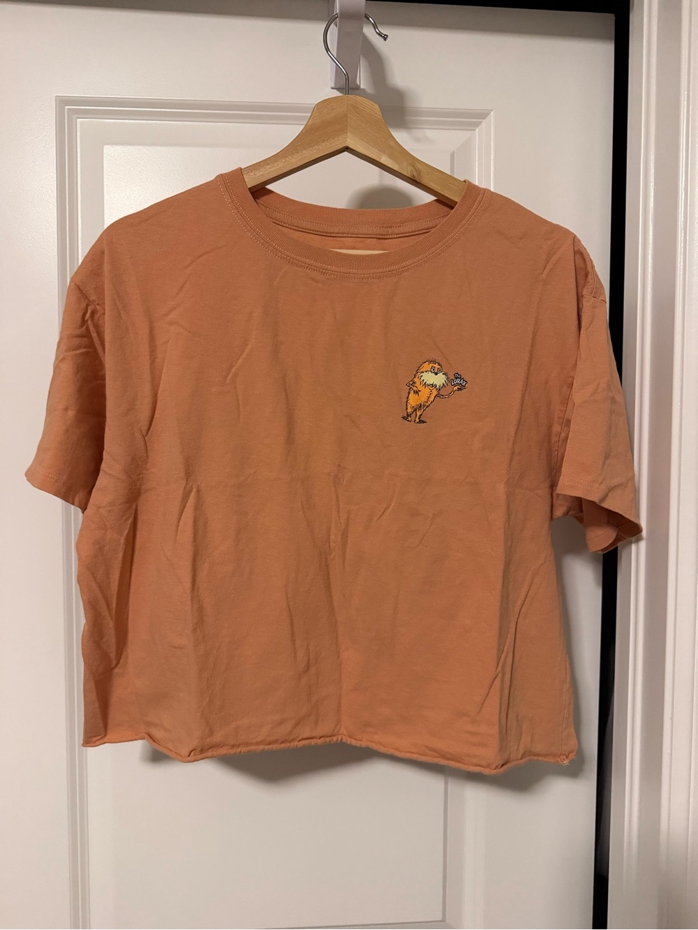 Dr. Seuss Terracotta Cropped Tee with Small Bird Embroidery